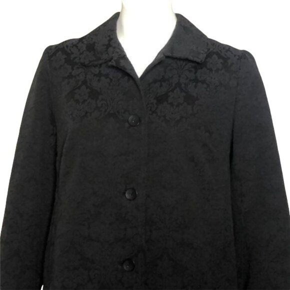 J. Jill Jacquard Black Jacquard Velour Blazer, Floral Pattern Women's Size 8 - Picture 2 of 10